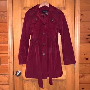 EUC Maroon Trench Coat Small